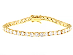 White Cubic Zirconia 18k Yellow Gold Over Brass Emulous Tennis Bracelet 18.06ctw