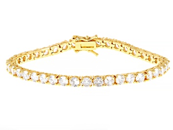 Picture of White Cubic Zirconia 18k Yellow Gold Over Brass Emulous Tennis Bracelet 18.06ctw