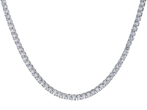 White Cubic Zirconia Silver Tone Brass Tennis Necklace 45.0ctw