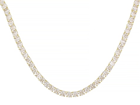 White Cubic Zirconia 18k Yellow Gold Over Brass Tennis Necklace 45.0ctw