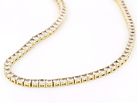 White Cubic Zirconia 18k Yellow Gold Over Brass Tennis Necklace 45.0ctw