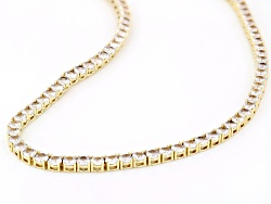 White Cubic Zirconia 18k Yellow Gold Over Brass Tennis Necklace 45.0ctw