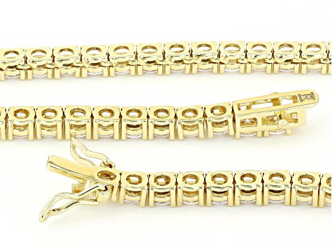 White Cubic Zirconia 18k Yellow Gold Over Brass Tennis Necklace 45.0ctw