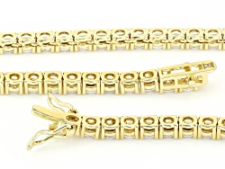 White Cubic Zirconia 18k Yellow Gold Over Brass Tennis Necklace 45.0ctw