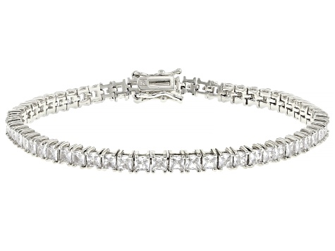 Faceted outlets Square Cubic Zirconia Sterling Silver 6MM Tennis Bracelet