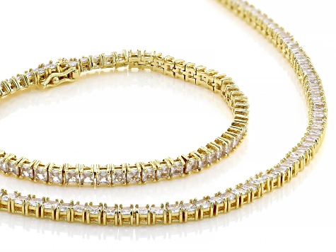 White Cubic Zirconia 18k Yellow Gold Over Brass Tennis White Cubic Zirconia 18k Yellow Gold Over Brass Tennis