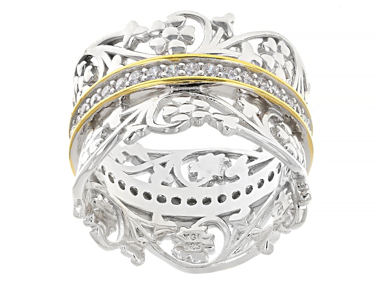 [美品]VeroCity CVN+13-CL VeroTwin Blue And White Cubic Zirconia Platineve Ring 9.63ctw
