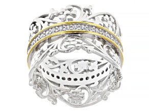 White Cubic Zirconia Rhodium And 14k Yellow Gold Over Sterling Silver Ring 0.92ctw
