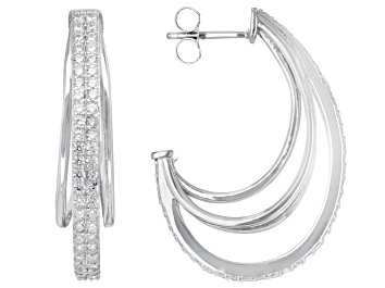 Picture of White Cubic Zirconia Rhodium Over Sterling Silver Hoops 5.46ctw