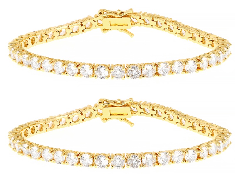 Bella Luce® 18.06ctw White Diamond Simulant 18k Yellow Gold Over Brass Tennis Bracelet Set of 2