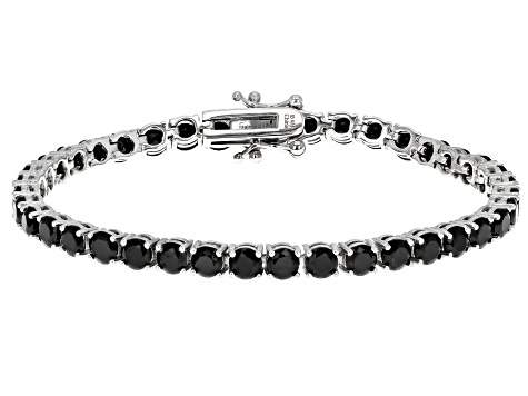 Black Spinel Sterling Silver Tennis Bracelet 12.00ctw