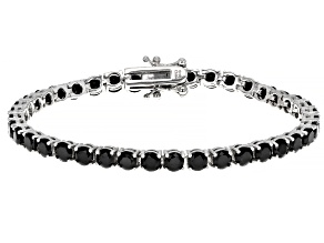 Black Spinel Rhodium Over Sterling Silver Tennis Bracelet 12.00ctw