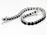 Black Spinel Rhodium Over Sterling Silver Tennis Bracelet 12.00ctw