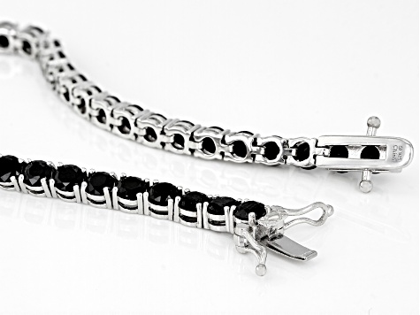 Black Spinel Sterling Silver Tennis Bracelet 12.00ctw