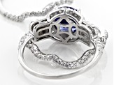 Blue & White Cubic Zirconia Rhodium Over Sterling Silver Ring 5.28CTW