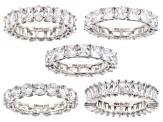 White Cubic Zirconia Rhodium Over Sterling Silver Rings Set Of 5 35.00ctw