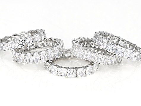 White Cubic Zirconia Rhodium Over Sterling Silver Rings Set Of 5 35.00ctw