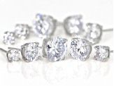 White Cubic Zirconia Rhodium Over Sterling Silver Earrings Set Of 5 15.73ctw