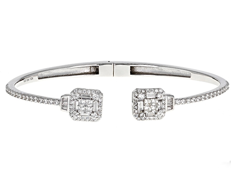 White Cubic Zirconia Rhodium Over Sterling Silver Bracelet