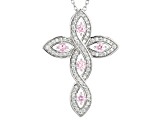 Rhodium Over Sterling Silver Cross Pendant With Chain 1.18ctw