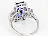 Blue & White Cubic Zirconia Rhodium Over Sterling Silver Center Design Ring 10.03ctw