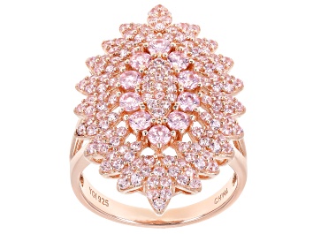 Picture of Pink Cubic Zirconia 18K Rose Gold Over Sterling Silver Cluster Ring 2.76ctw