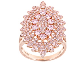 Pink Cubic Zirconia 18K Rose Gold Over Sterling Silver Cluster Ring 2.76ctw