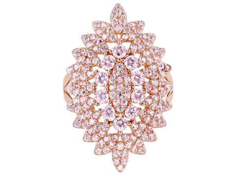 Pink Cubic Zirconia 18K Rose Gold Over Sterling Silver Cluster Ring 2 ...
