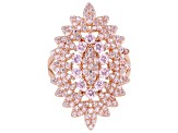 Pink Cubic Zirconia 18K Rose Gold Over Sterling Silver Cluster Ring 2.76ctw