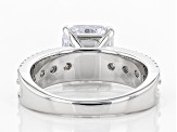 Asscher Cut White Cubic Zirconia Rhodium Over Sterling Silver Center Design Ring 4.60ctw