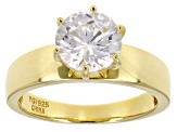 White Cubic Zirconia, Rhodium, 18k Yellow, and Rose Gold Over Silver Solitaire Ring Set Of 3