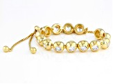 White Cubic Zirconia 18K Yellow Gold Over Sterling Silver Adjustable Bracelet 6.02CTW