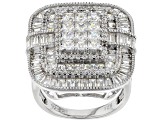 White Cubic Zirconia Rhodium Over Sterling Silver Cluster Ring 6.00ctw
