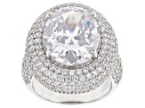 White Cubic Zirconia Rhodium Over Sterling Silver Ring 14.52ctw
