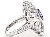 Purple And White Cubic Zirconia Rhodium Over Sterling Silver Ring 7.25ctw