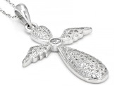 White Cubic Zirconia Rhodium Over Silver Cross Pendant With Chain 0.85ctw