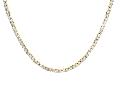 White Cubic Zirconia 18k Yellow Gold Over Silver Earrings, Necklace, Ring, And Bracelet Set 67.36ctw