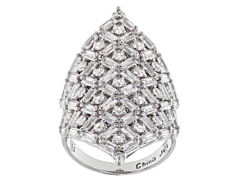 White Cubic Zirconia Rhodium Over Sterling Silver Ring 7.00ctw