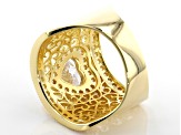 White Cubic Zirconia 18K Yellow Gold Over Sterling Silver Heart Ring 4.10ctw