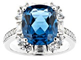 Blue And White Cubic Zirconia Rhodium Over Sterling Silver Ring 5.50ctw