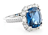 Blue And White Cubic Zirconia Rhodium Over Sterling Silver Ring 5.50ctw