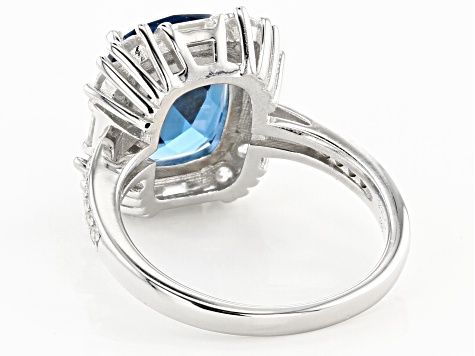 Blue And White Cubic Zirconia Rhodium Over Sterling Silver Ring 5.50ctw