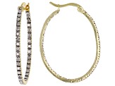Black And White Diamond Accent 18k Yellow Gold Over Brass Earring Set