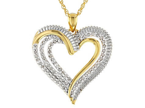 Details about   0.50 Carat Diamond Heart Shaped Pendant Necklace W/ 18" In 14k Yellow Gold Over