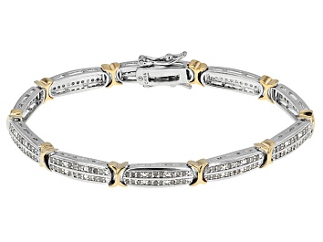 Picture of Diamond Rhodium And 18k Yellow Gold Over Brass Bracelet 0.95ctw