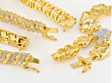 White Diamond 14k Yellow Gold Over Brass 3 Piece Bracelet Set Diamond Accent