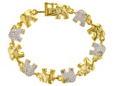 White Diamond 14k Yellow Gold Over Brass 3 Piece Bracelet Set Diamond Accent