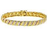 White Diamond 14k Yellow Gold Over Brass 3 Piece Bracelet Set Diamond Accent