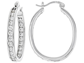 Picture of White Cubic Zirconia Rhodium Over Sterling Silver Inside Out Hoop Earrings 3.00ctw