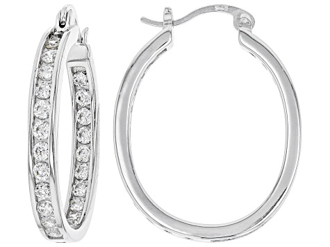 White Cubic Zirconia Rhodium Over Sterling Silver Inside Out Hoop Earrings 3.00ctw